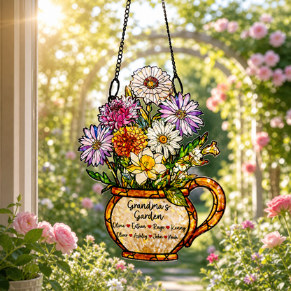 Eternal Blooms Custom Family Garden Suncatcher