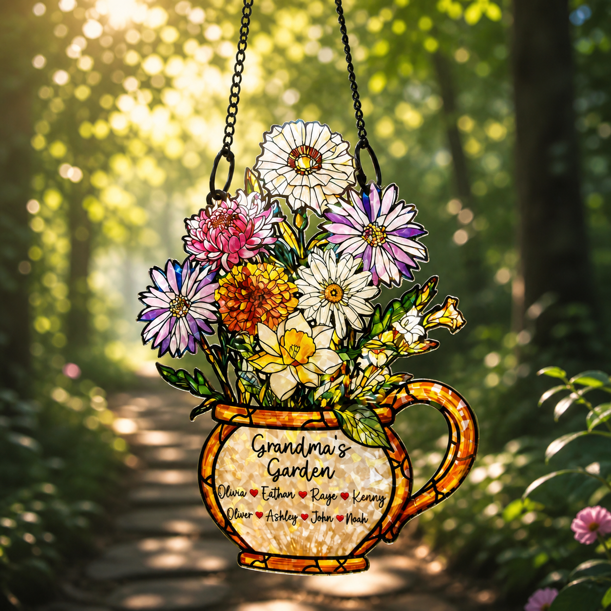Eternal Blooms Custom Family Garden Suncatcher