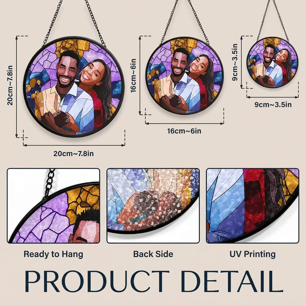 Premium Handcrafted Personalized Stained Glass Portrait