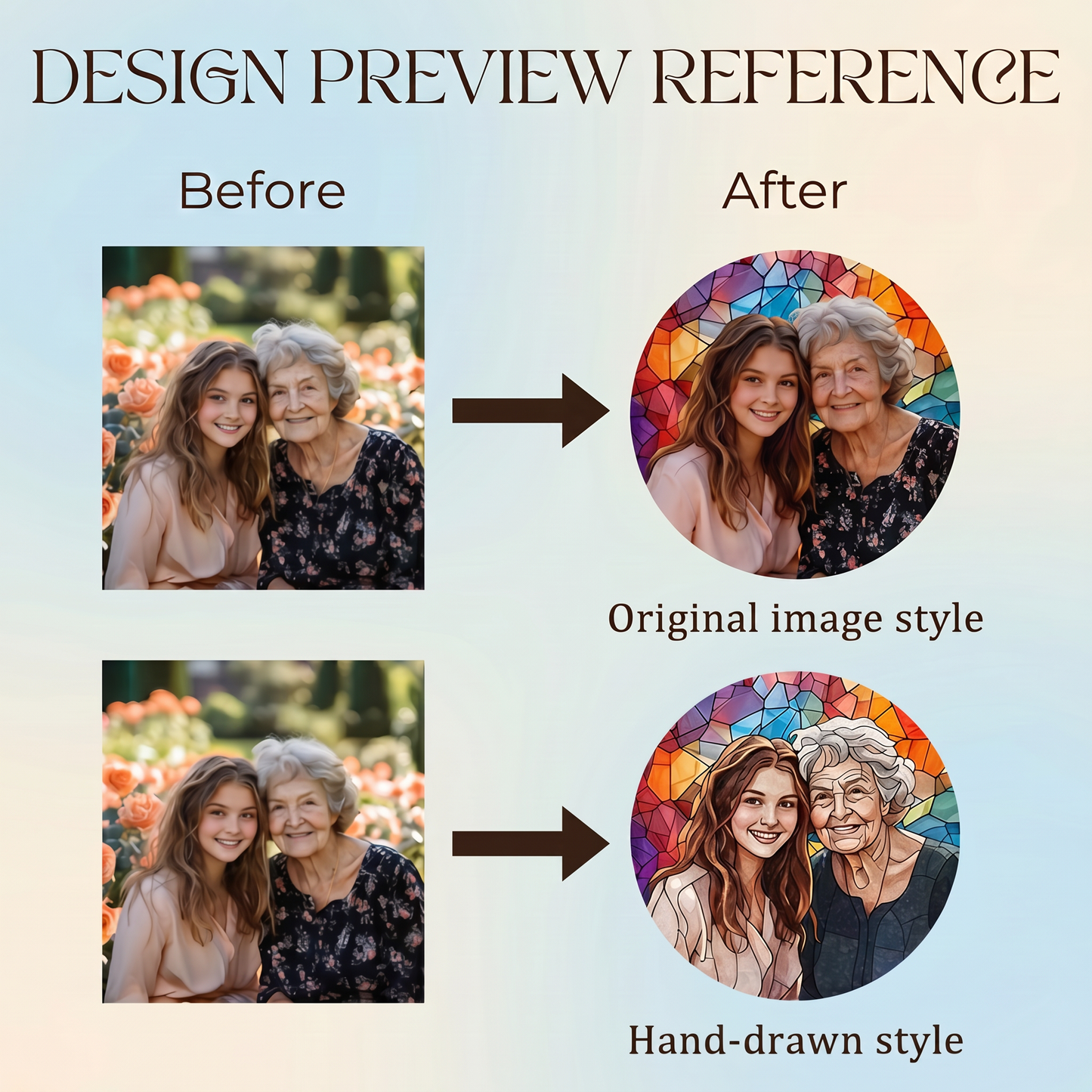 Custom Heirloom Stained Glass Eternal Portrait