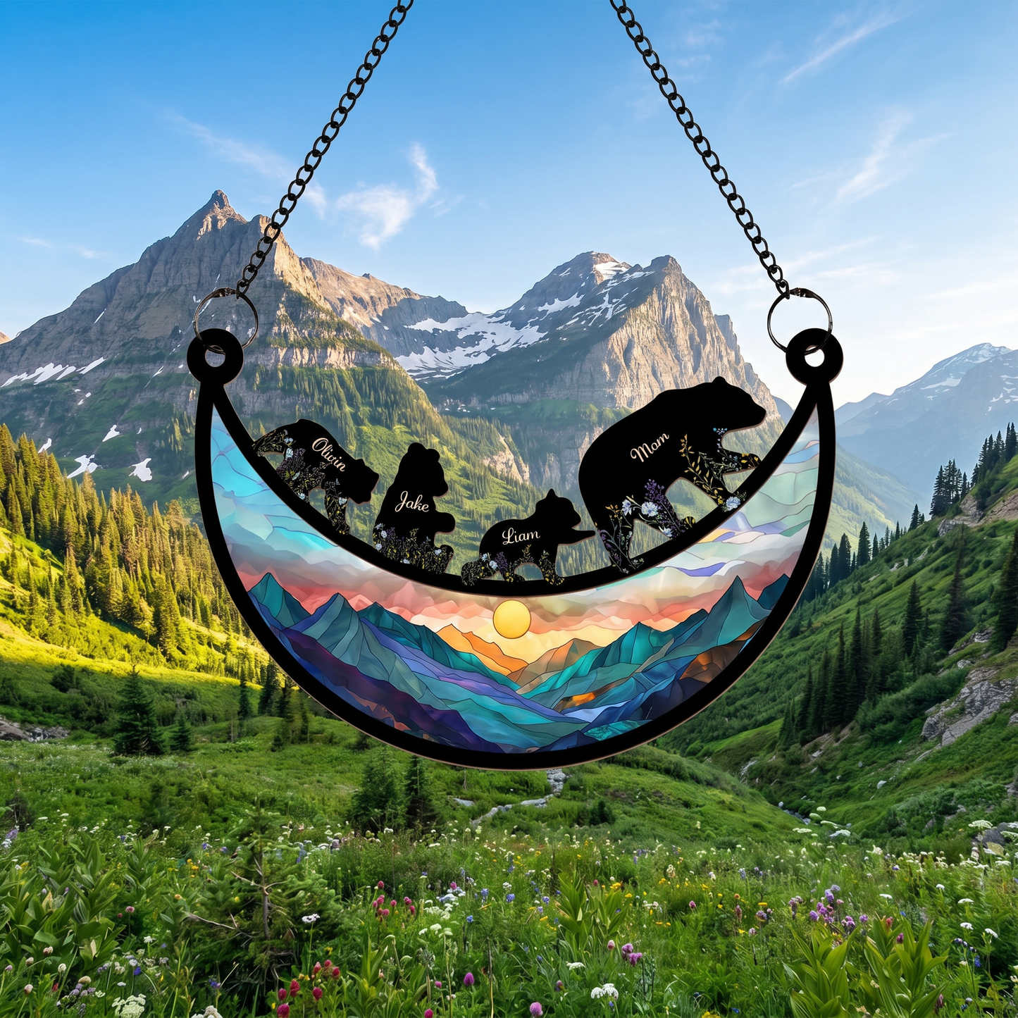 Eternal Family Bonds Custom Mountain Suncatcher