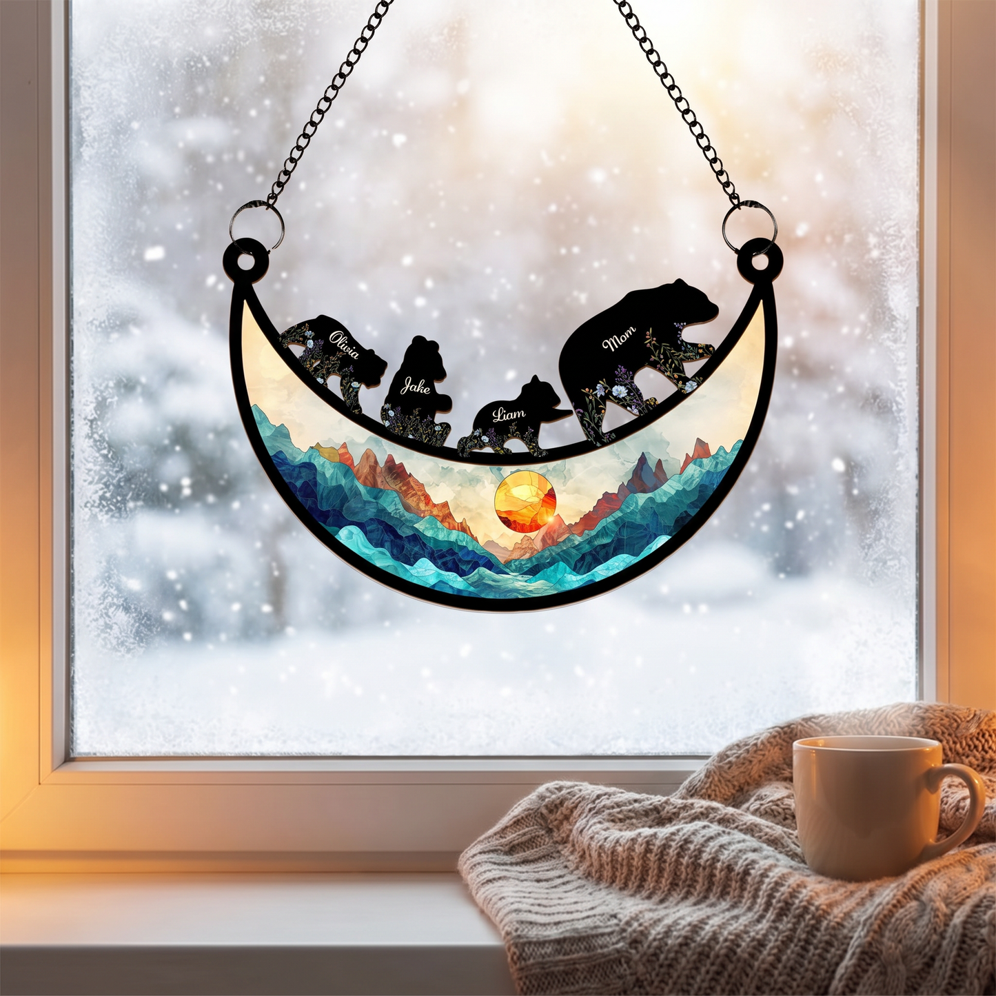 Eternal Family Bonds Custom Mountain Suncatcher