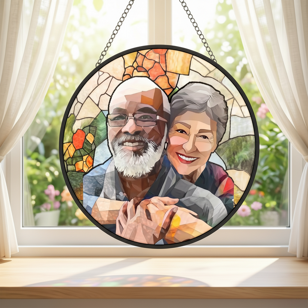 Premium Handcrafted Personalized Stained Glass Portrait