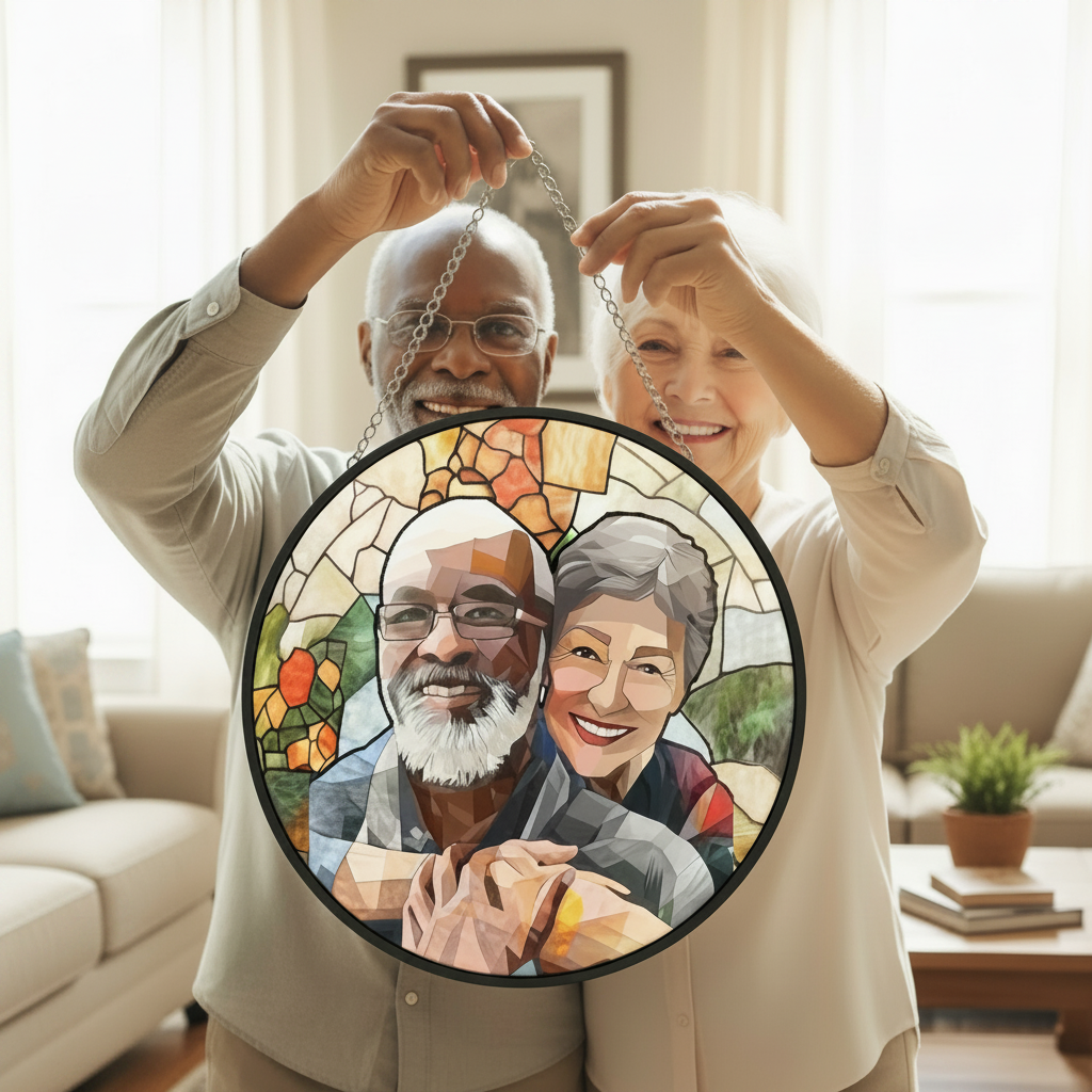 Premium Handcrafted Personalized Stained Glass Portrait