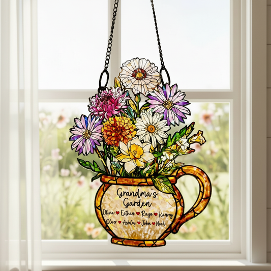 Eternal Blooms Custom Family Garden Suncatcher